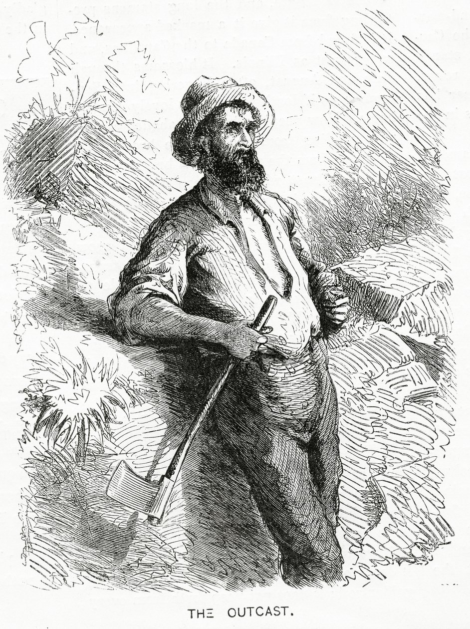 The Outcast, illustration till en långfilm, A Community of Outcasts, från Appletons Journal, 23 mars 1872 av American School