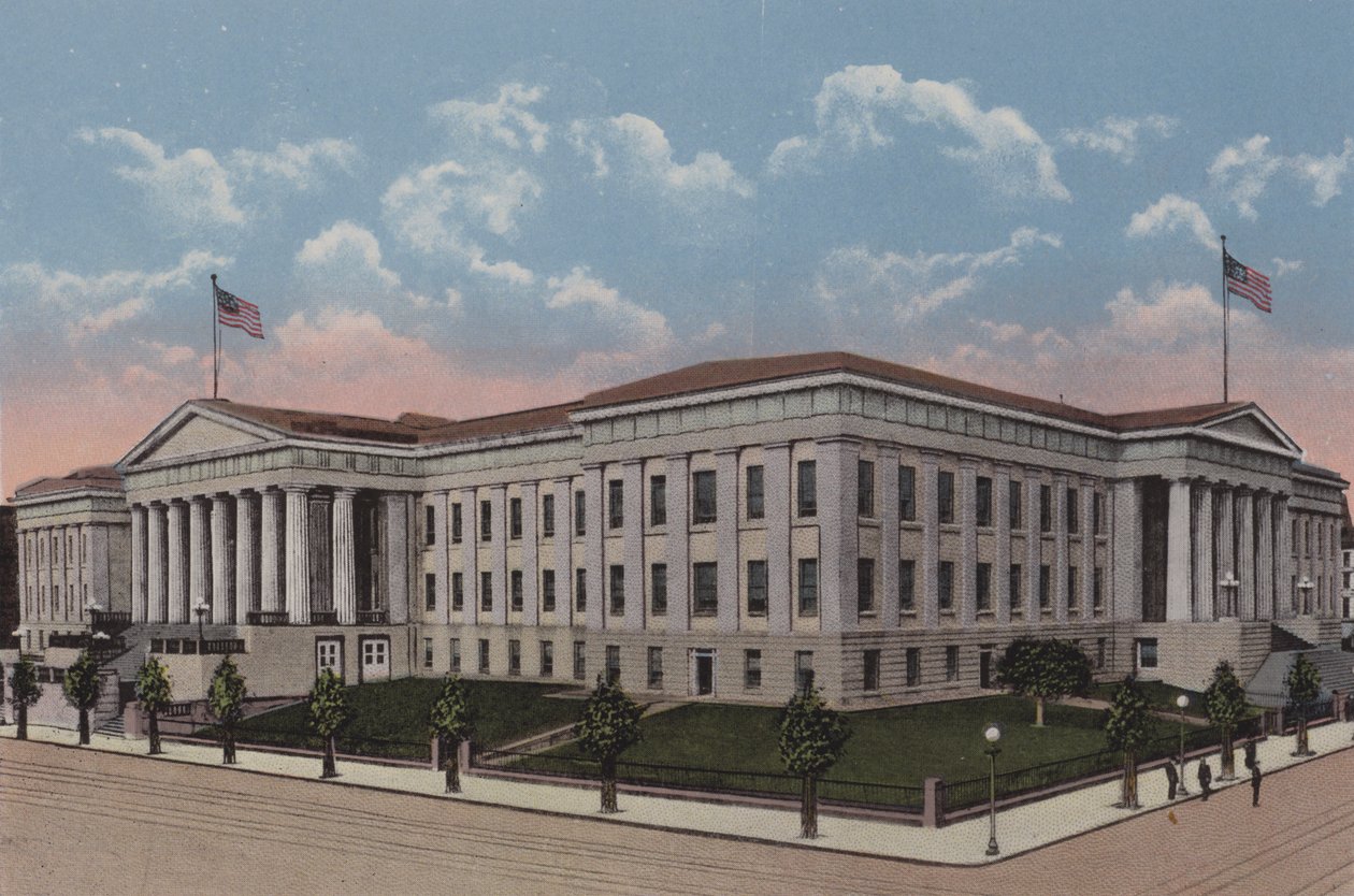 Patentverket, Washington DC (färglitografi) av American School