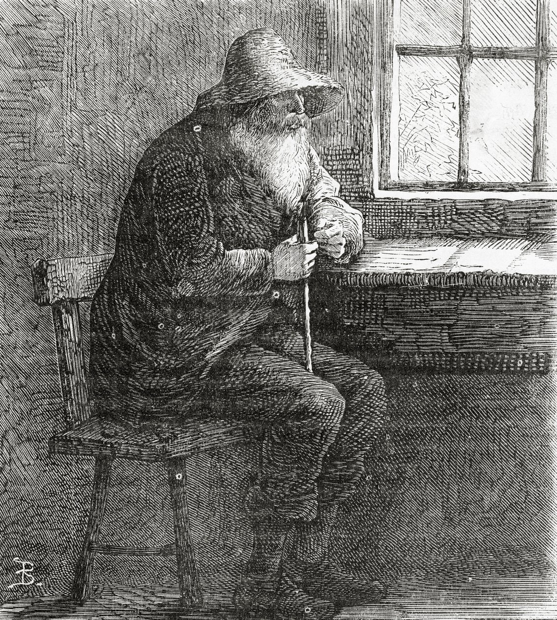 The Patriarch, illustration till en långfilm, A Community of Outcasts, från Appletons Journal, 23 mars 1872 av American School