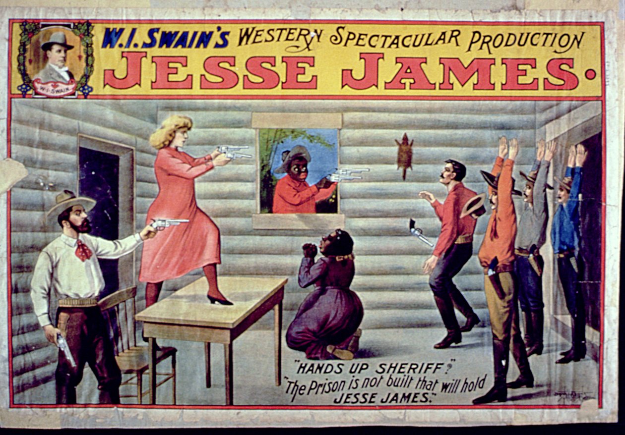 Fängelset är inte byggt som rymmer Jesse James, reklam för W. I. Swains spektakulära produktion av Jesse James av American School