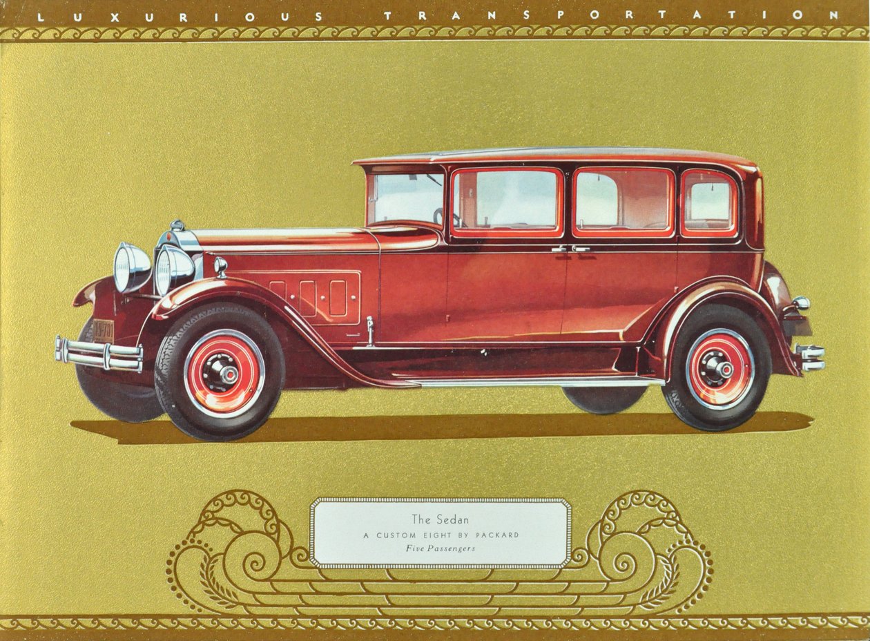 The Sedan, A Custom Eight av Packard, publicerad 1930 (färglitografi) av American School