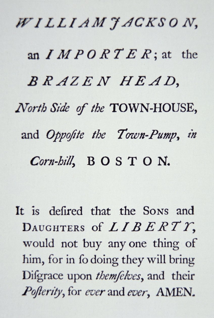 "Sons of Liberty", en hemlig rörelse som grundades 1765 i opposition mot brittiska skatter (litho) av American School