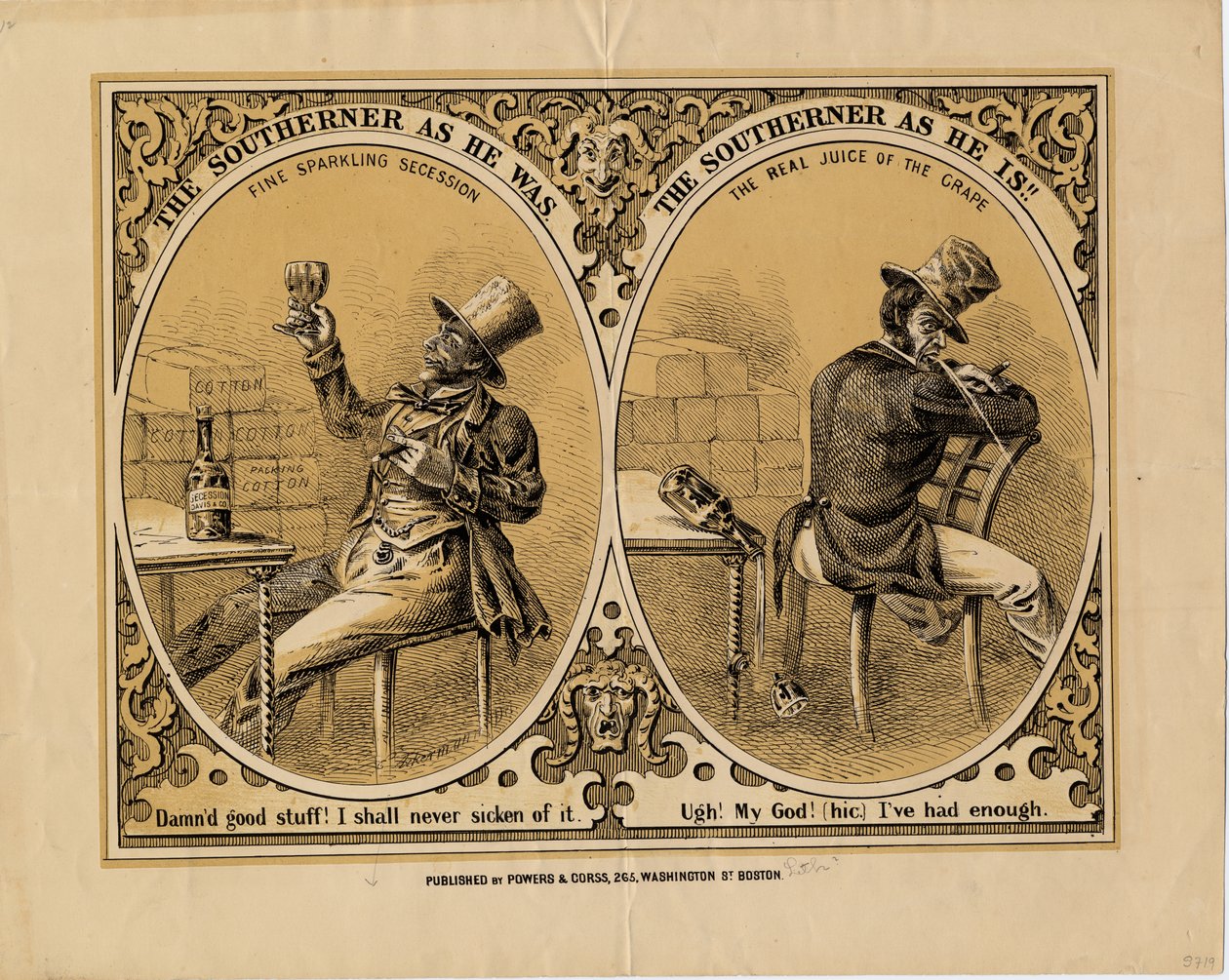 The Southerner som han var, the Southerner som han är, publicerad av Powers & Cross, Boston, c.1863 av American School