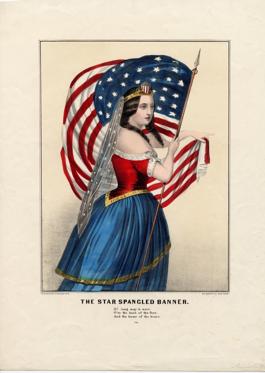 The Star Spangled Banner, pub. av Currier & Ives, ca 1860 av American School