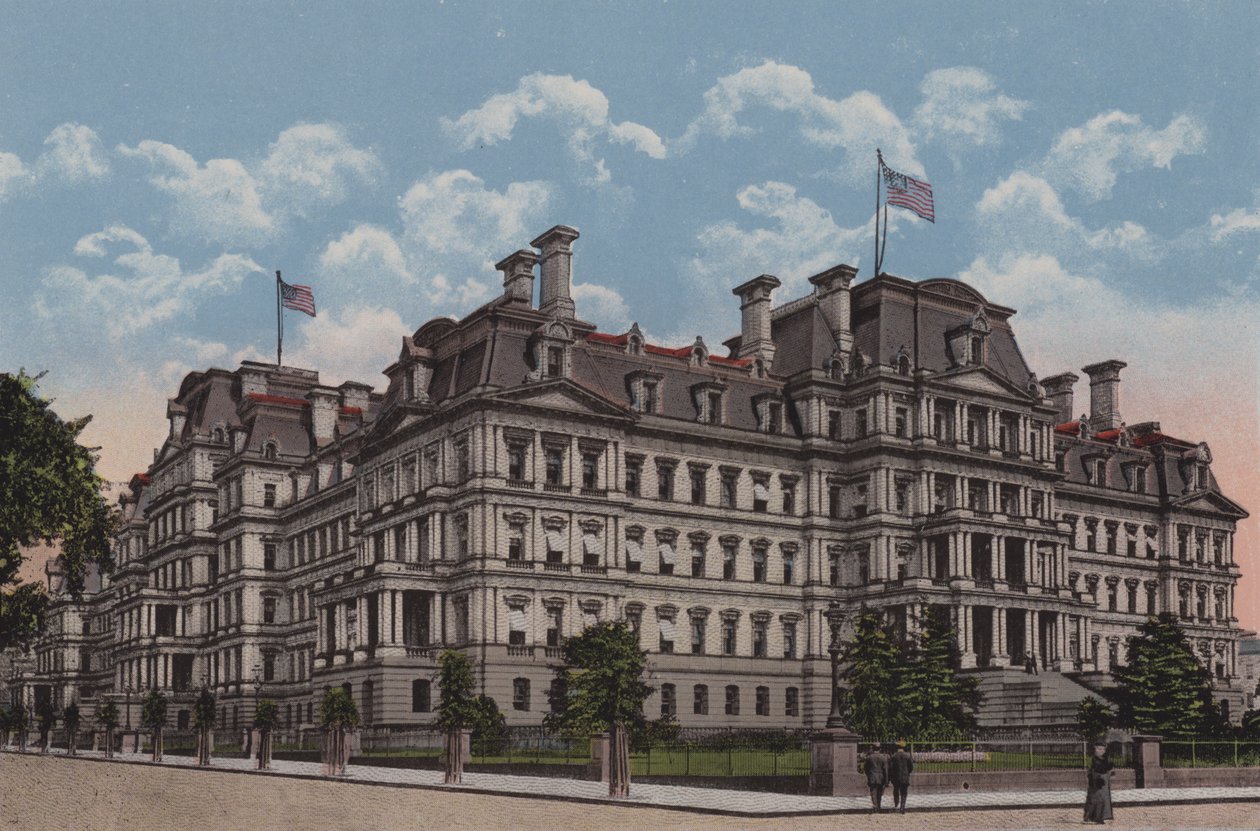 The State, War and Navy Building, Washington DC (färglitografi) av American School