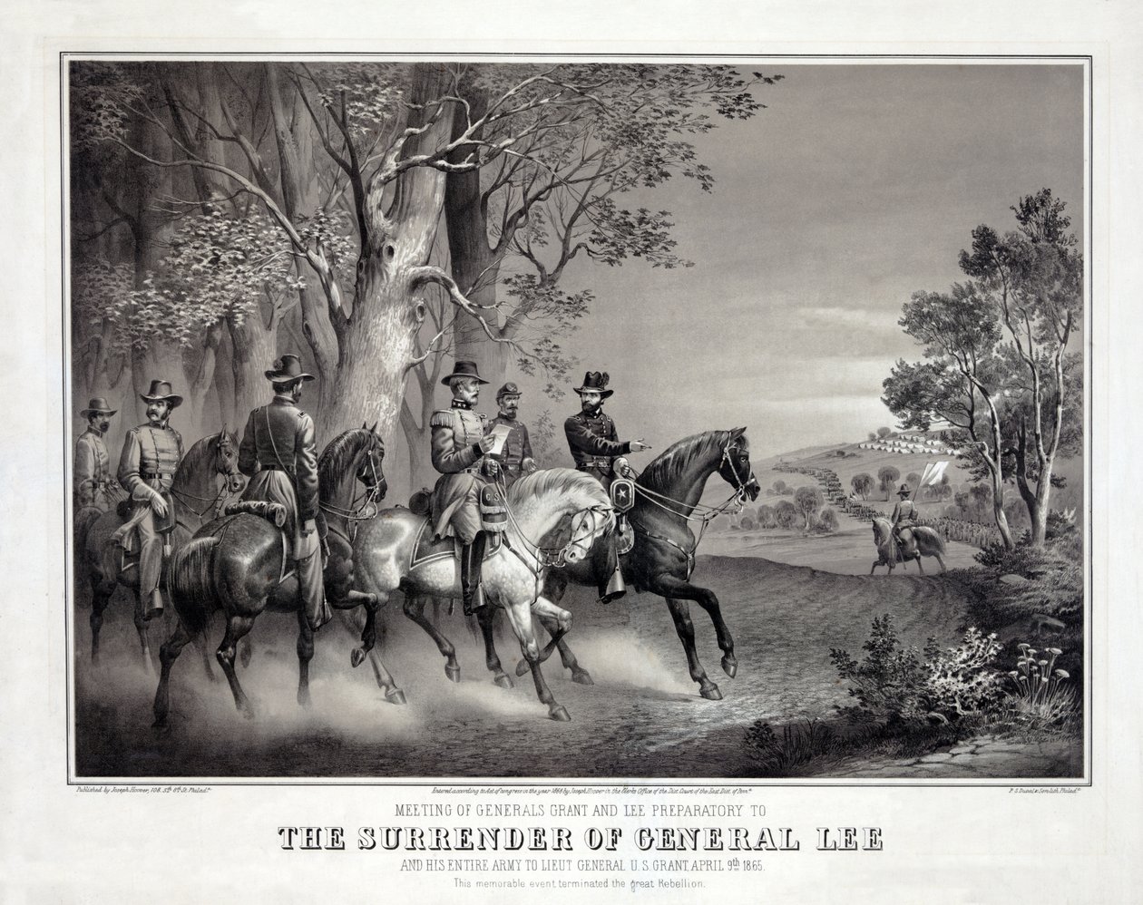 General Lees kapitulation, publ. 1866 (litografi) av American School