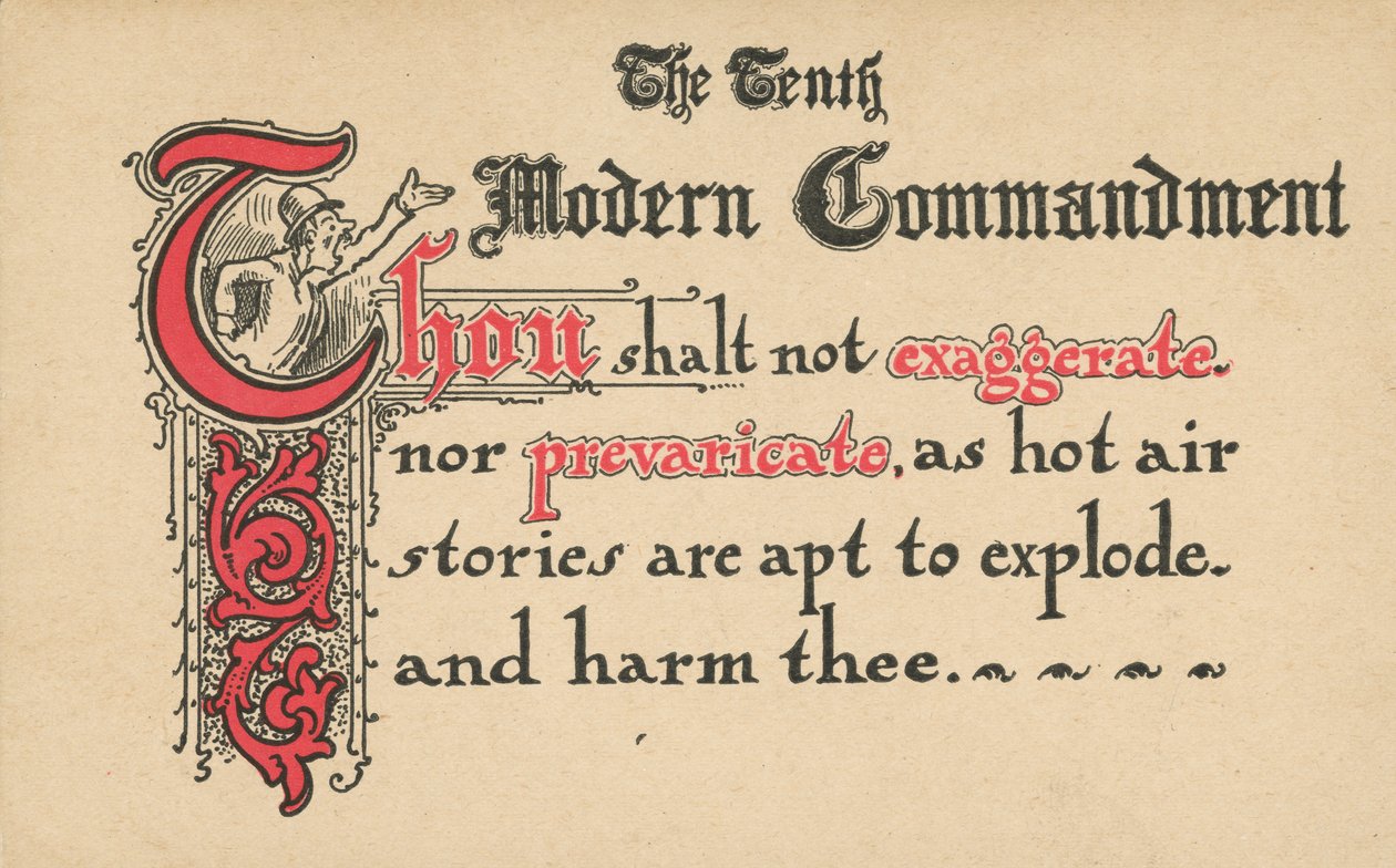 Det tionde moderna budordet (färglitografi) av American School