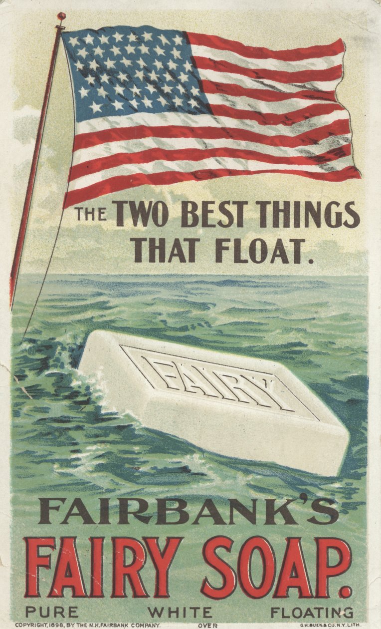 The Two Best Things That Float, annons för Fairbanks flytande Fairy Soap, 1898 av American School