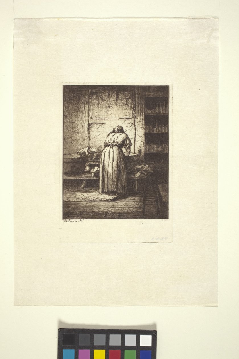 The Washerwoman (インク、ペン、鉛筆)スウェーデン語 av American School