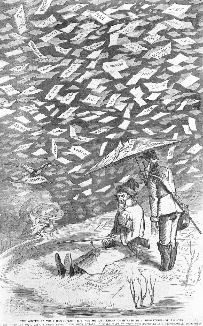 Deras missnöjes vinter, Jeff och hans löjtnant övertagna i en snöstorm av valsedlar, ca 1894 av American School