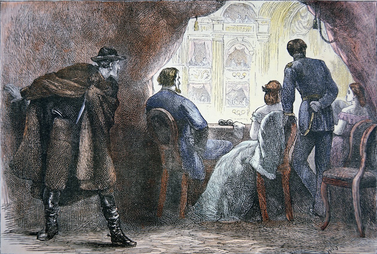 Mordet på Abraham Lincoln (1809-65) i lådan på Ford