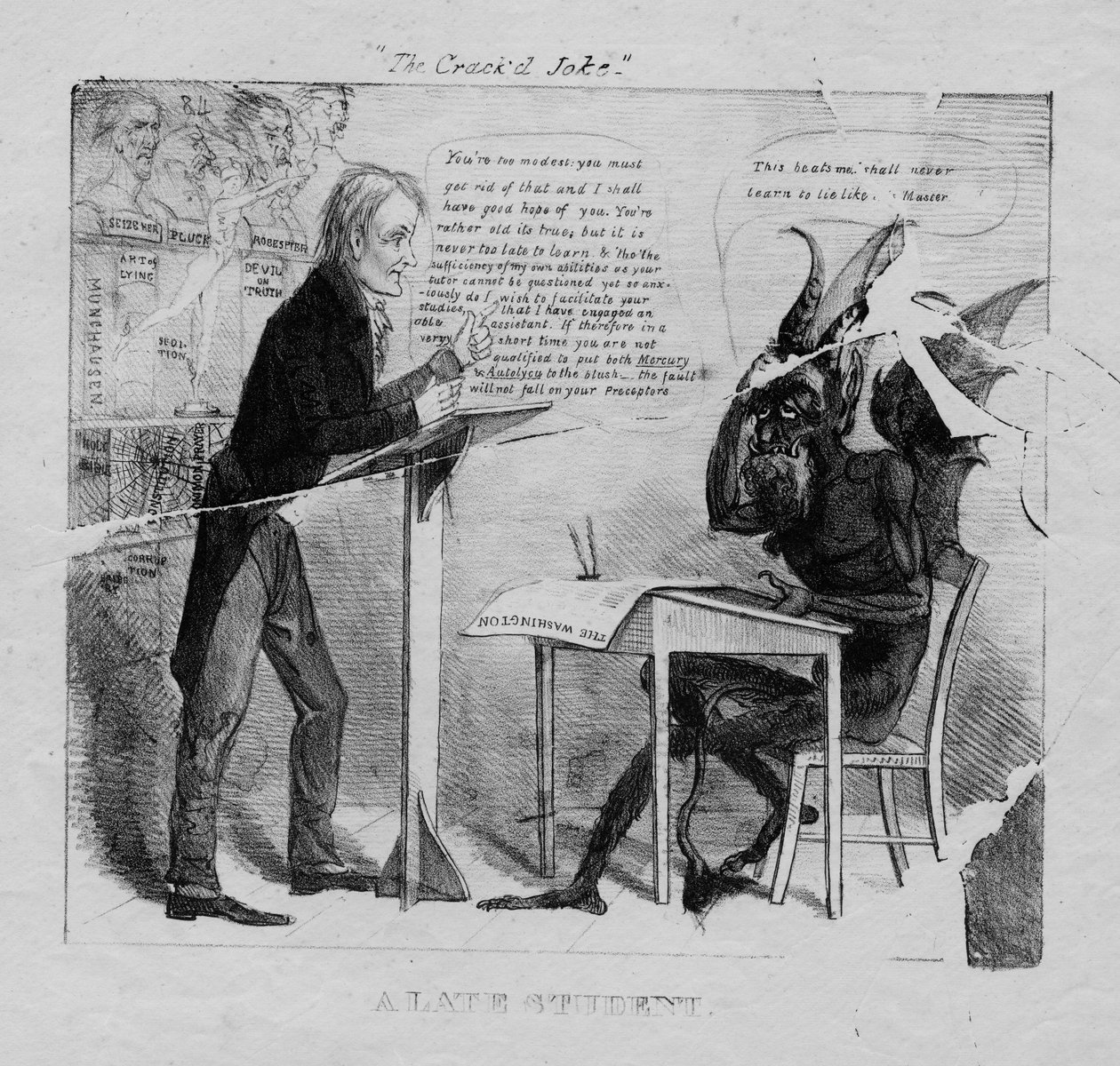 Det knäckta skämtet: en sen student, 1827 av American School