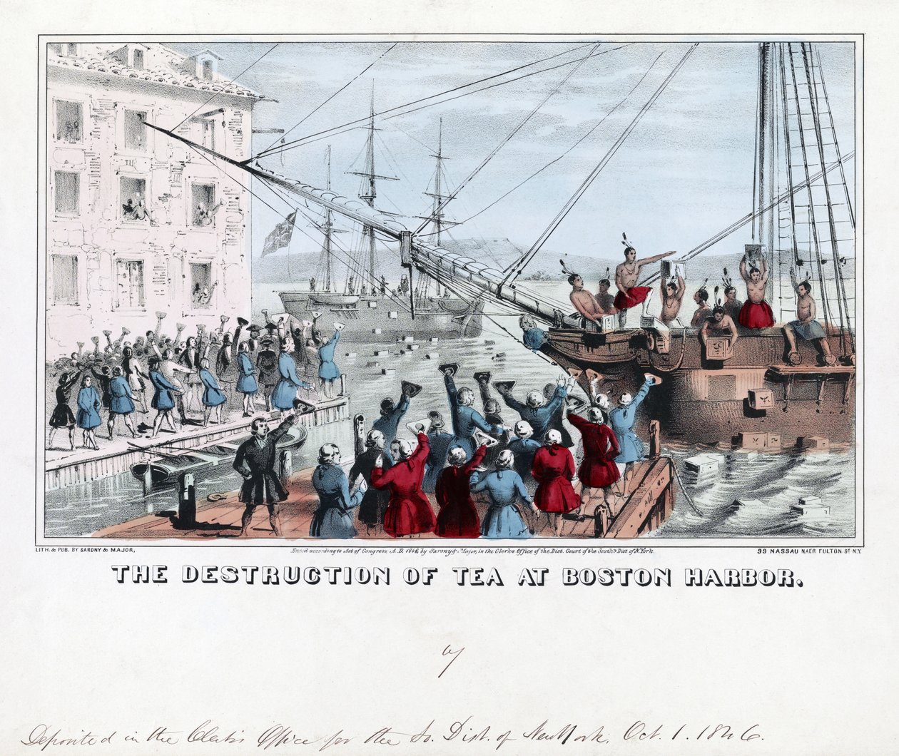 Förstörelsen av te i Boston Harbor, pub av American School