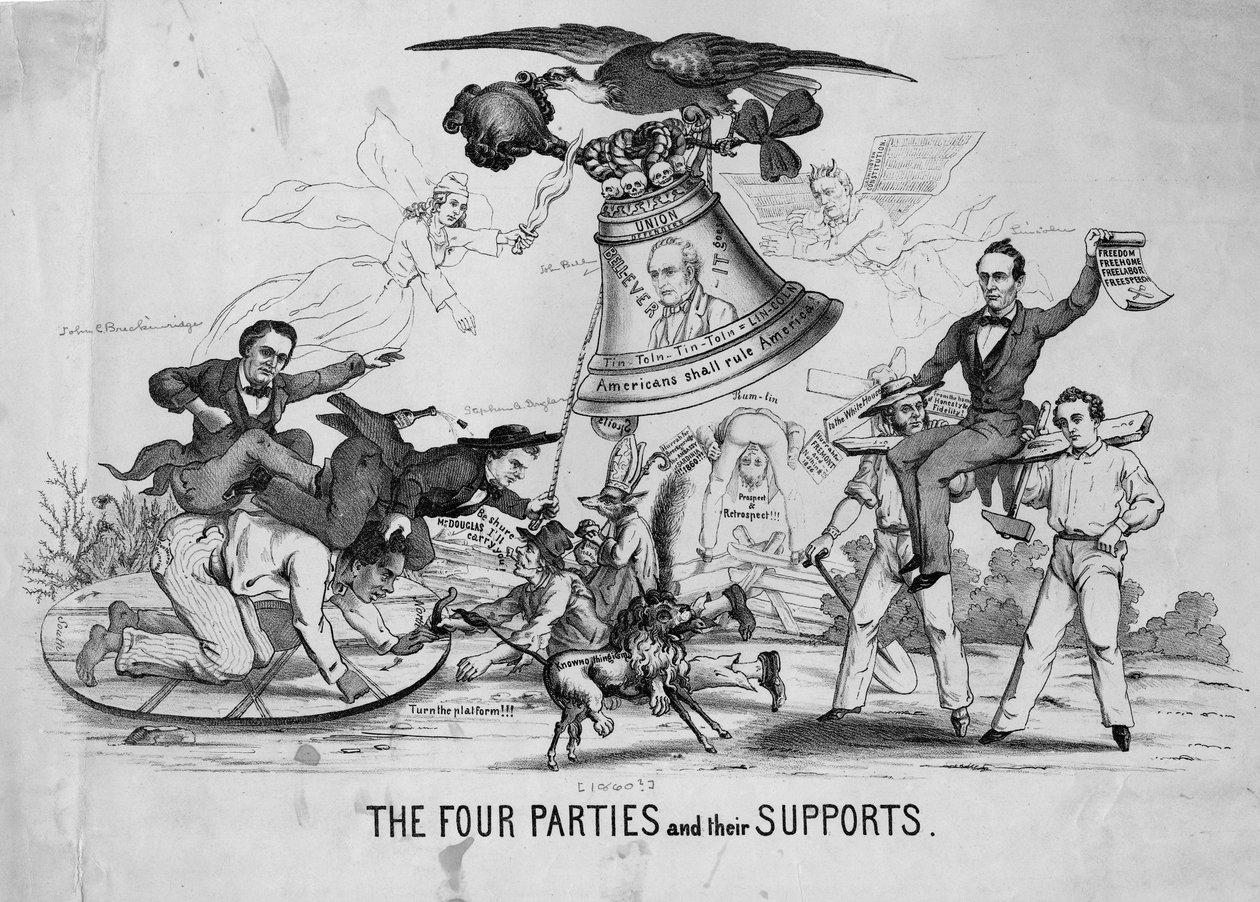 De fyra partierna och deras stöd, c.1860 av American School