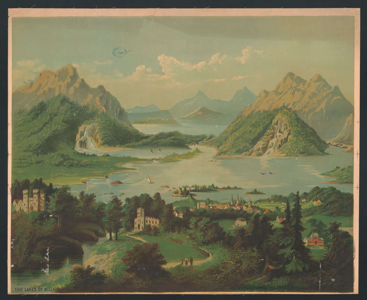 Killarneysjöarna, ca 1878 (chromolitho) av American School