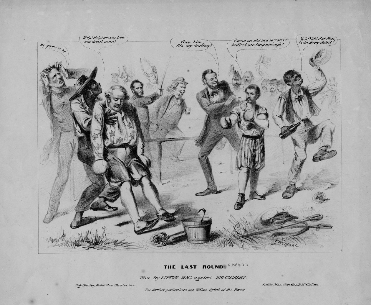 Den sista omgången: vunnen av Little Mac, mot Big Charley: för ytterligare information se Wilkes tidsanda, signerad Potomac, c.1862 av American School
