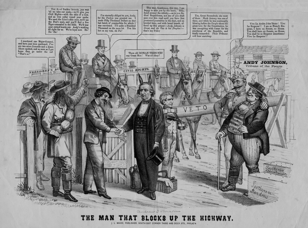 Mannen som blockerar motorvägen, publicerad av J.L. Magee, Philadelphia, ca 1866 av American School