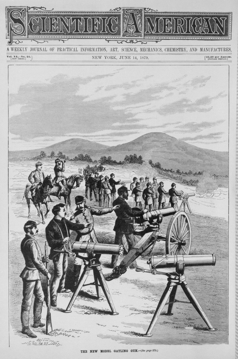 Den nya modellen Gatling Gun, från Scientific American, 14 juni 1879 av American School