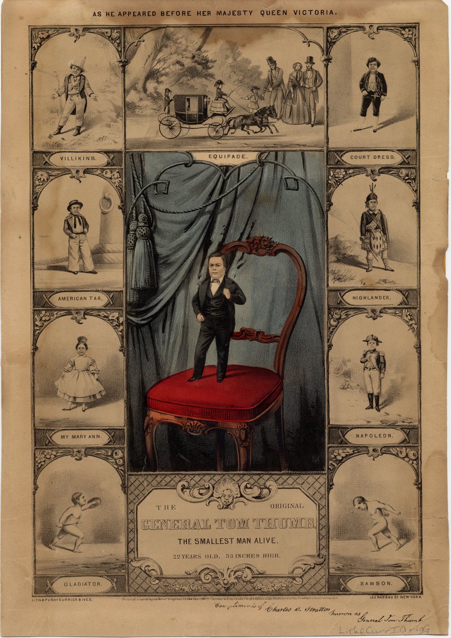 Den ursprungliga General Tom Thumb: the smallest man alive, pub. av Currier & Ives, 1860 av American School