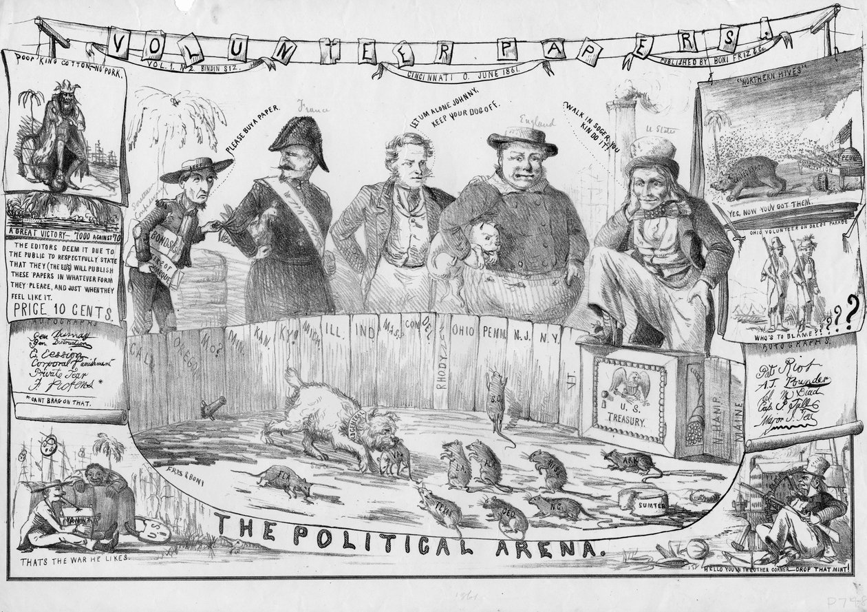 Den politiska arenan, möjligen publicerad i Cincinnati, c.1861 av American School