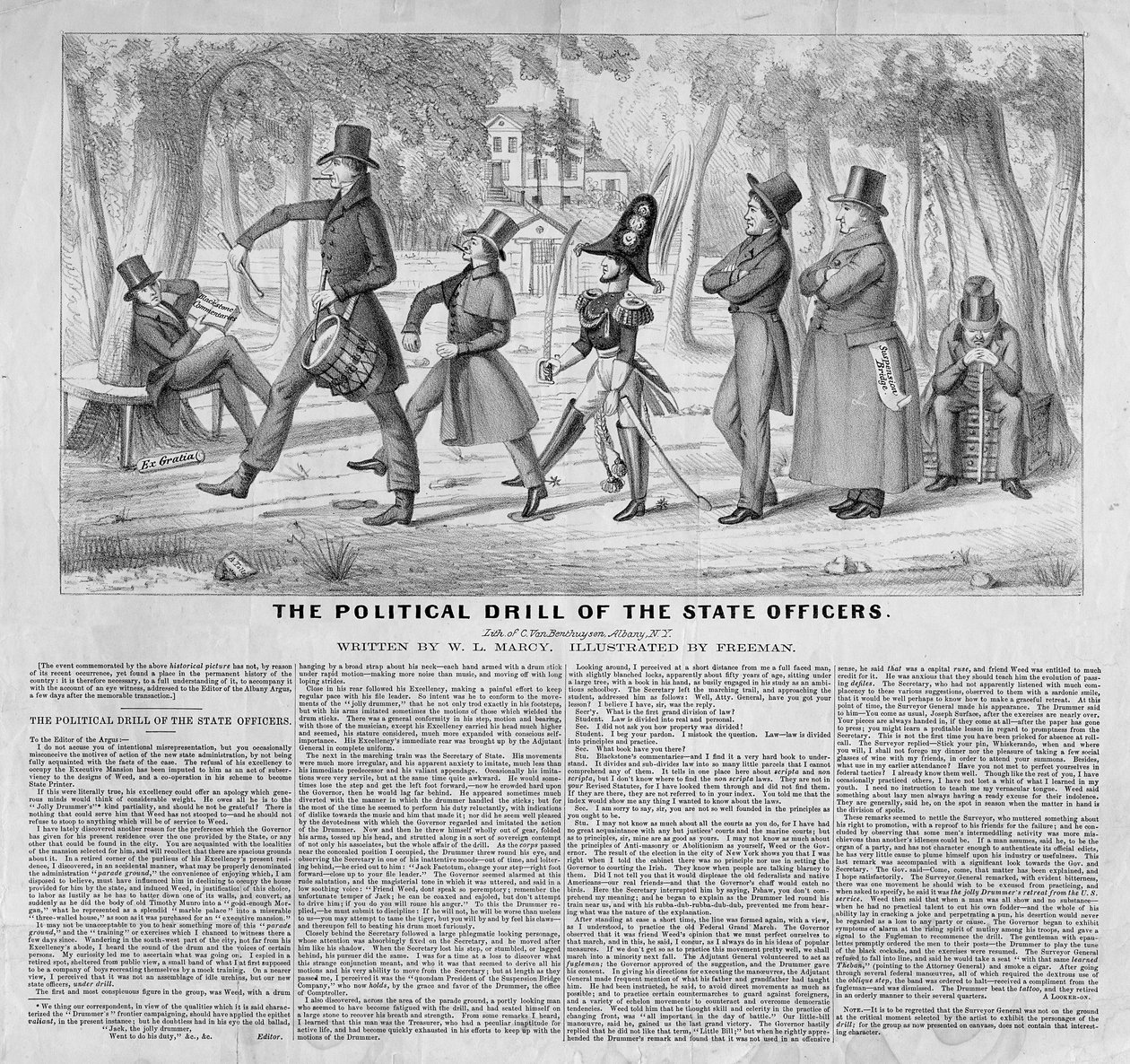 De statliga officerarnas politiska övning, publicerad av John Childs, New York, ca 1838 av American School