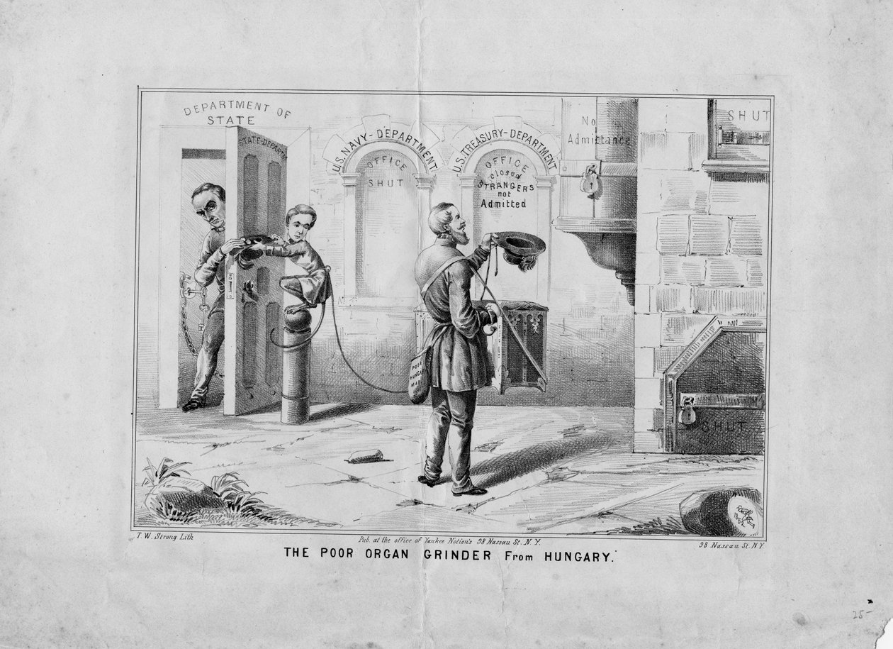 Den stackars orgelkvarnen från Ungern, utgiven av T W Strong, New York, ca 1852 av American School