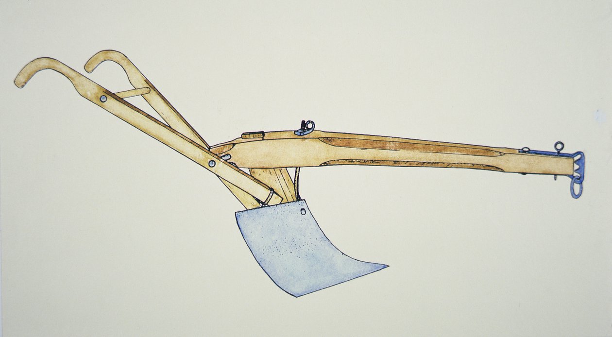 Den stålbladiga plogen (färg litho) av American School