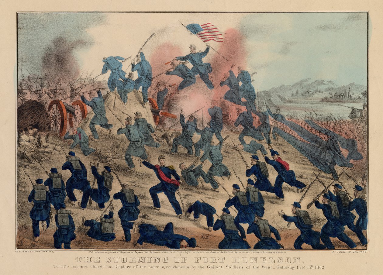 Stormen av Fort Donelson, pub. av Currier & Ives, 1862 av American School