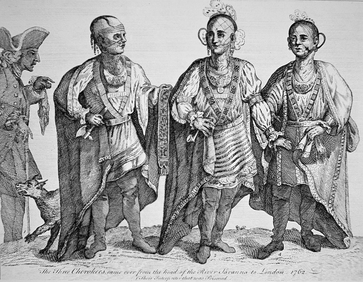 Tre amerikanska Cherokee Chiefs av American School