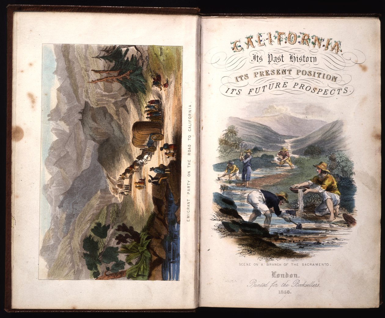 Titelsida i Kalifornien, dess tidigare historia, dess nuvarande position, dess framtidsutsikter av G.A. Fleming, 1850 av American School