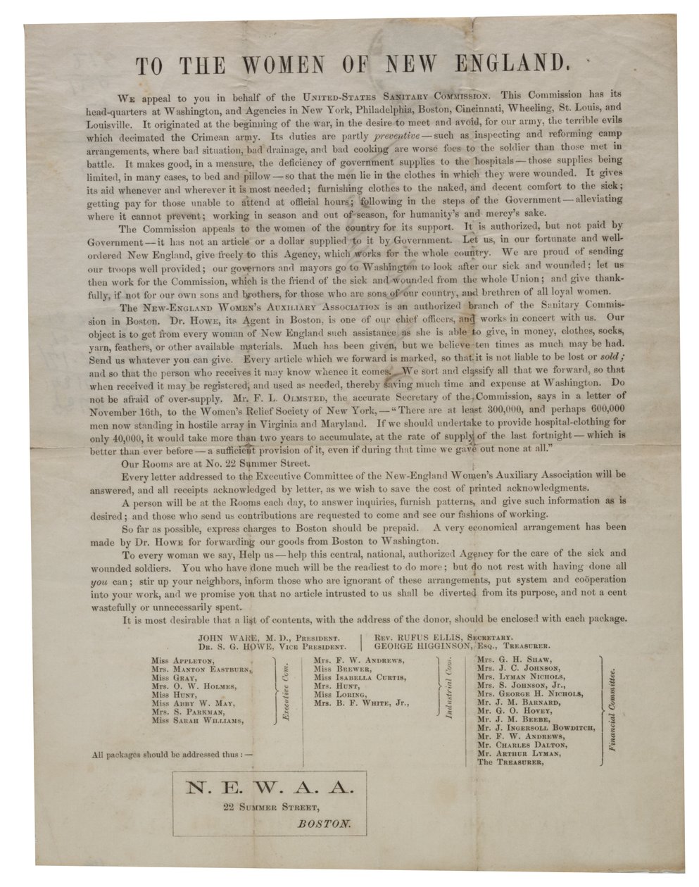 Till kvinnorna i New England (cirkulärbrev), c.1862-1865 av American School
