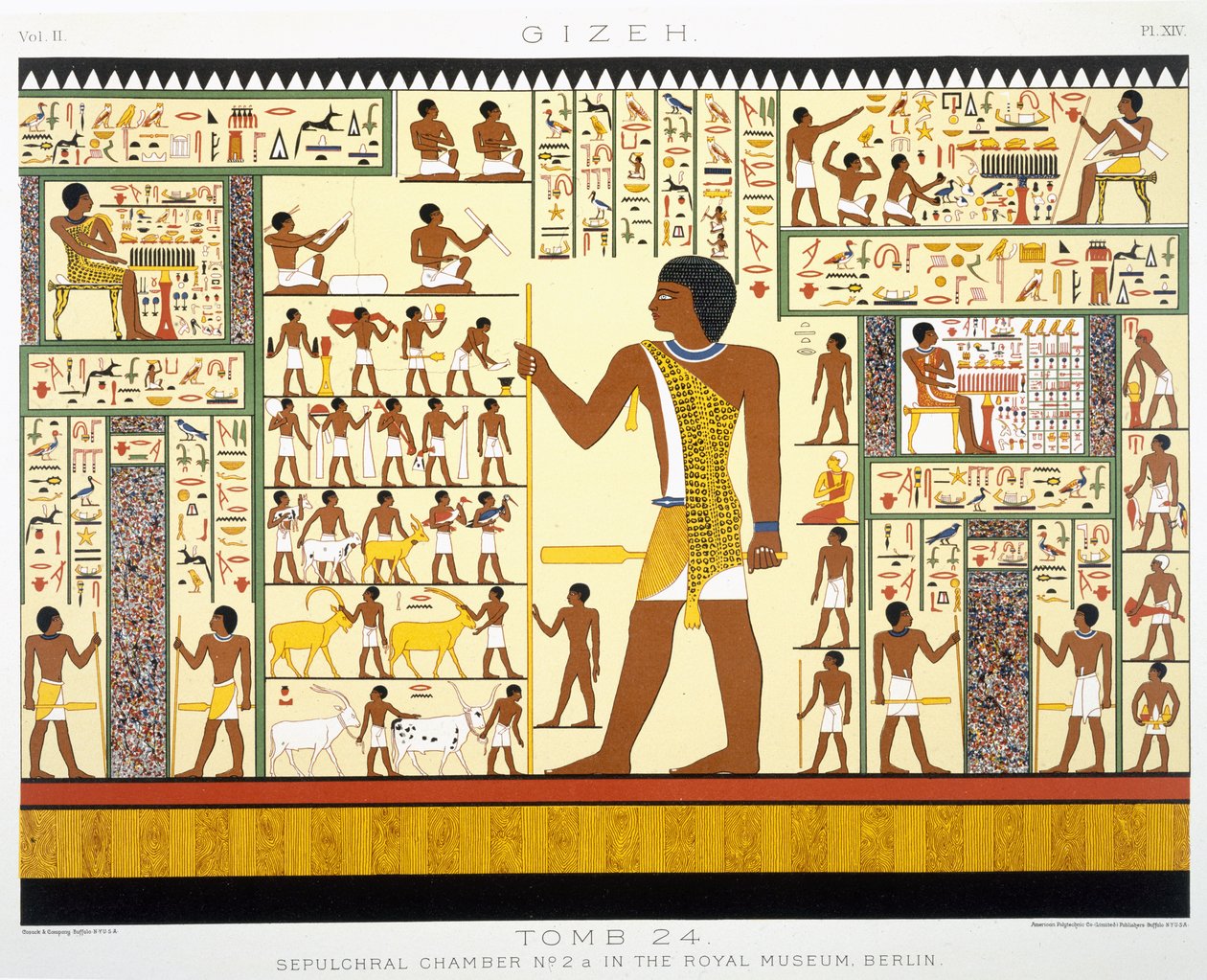 Tomb 24, Sepulchral Chamber No. 2a, from Gizeh, Volume II, plate XIV from, Vol 2 Ancient Egypt av Samuel Augustus Binion, publicerad 1887 (toned chromolitho) av American School