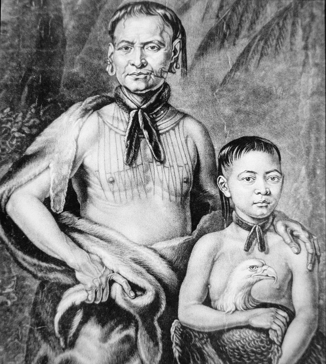 Tomochichi och hans brorson Toonahowi från Lower Creek-stammen i sydost av American School