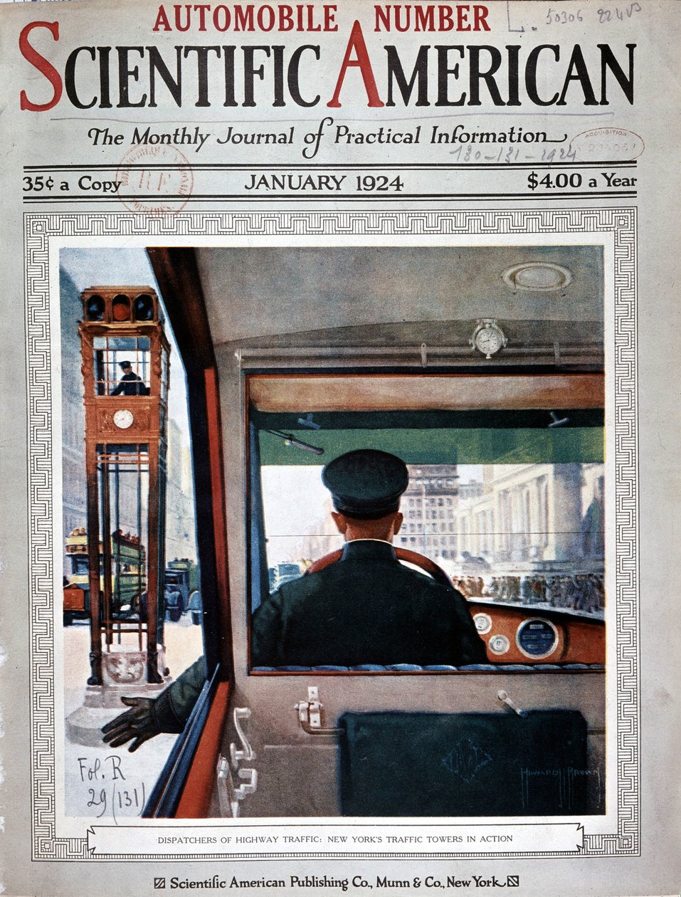 Trafikljustorn och trafikkontroll i New York - i "" Scientific American", januari 1924 av American School