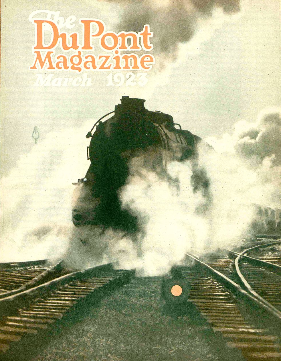 Tåg, framsidan av DuPont Magazine, mars 1923 av American School