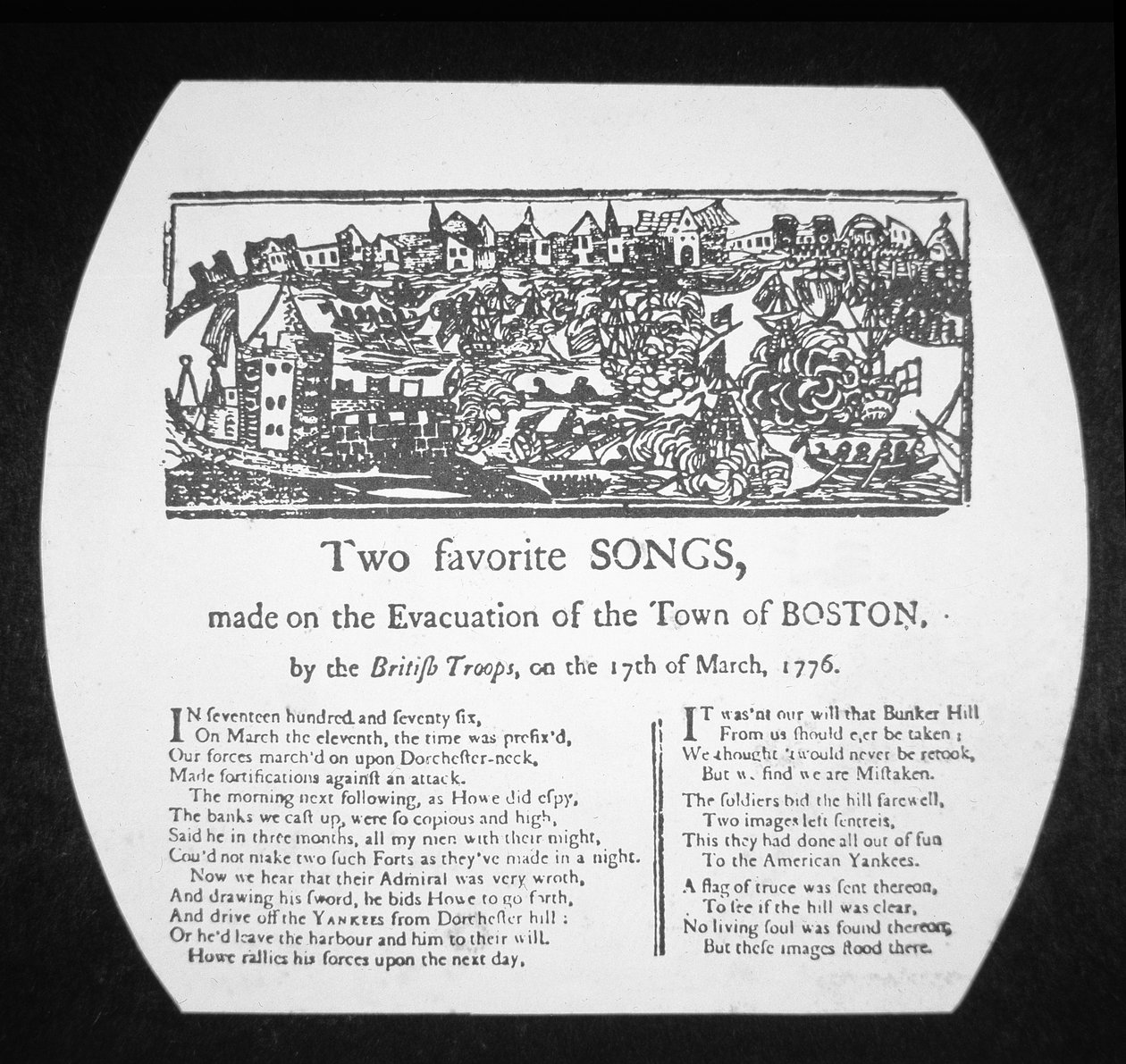 Två favoritlåtar, gjorda på evakueringen av Boston av de brittiska trupperna, den 17 mars 1776 (gravyr) av American School