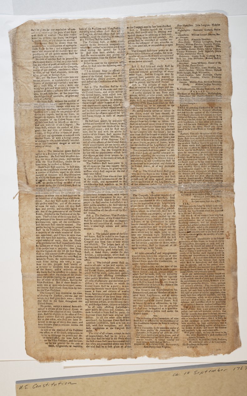 USA:s konstitution, ca 10 september 1787 (se även GLC 696083) av American School