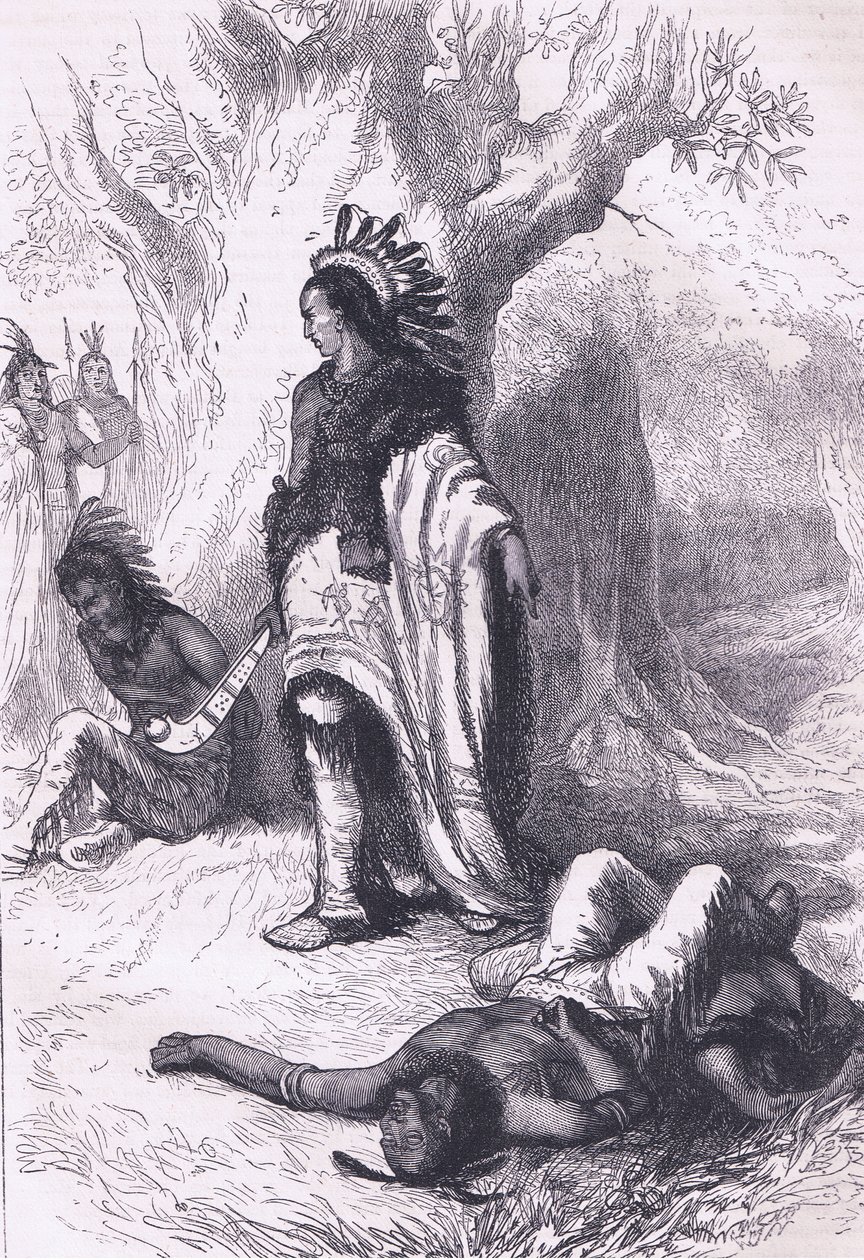 Uncas and Miantonomoh (1643), illustration från Cassell