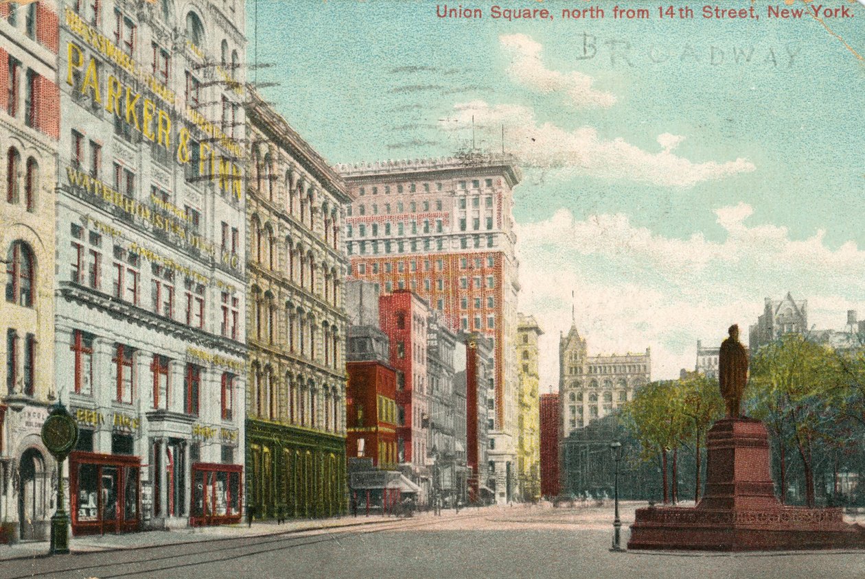 Union Square, norr om 14th Street, New York, ca 1900-10 av American School