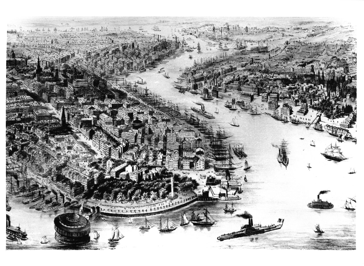 Utsikt över Manhattan och East River Bay av American School
