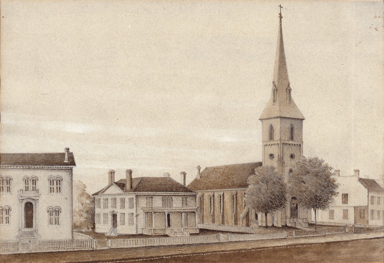 Vy över Petersburg, Virginia (akvarell på papper) av American School