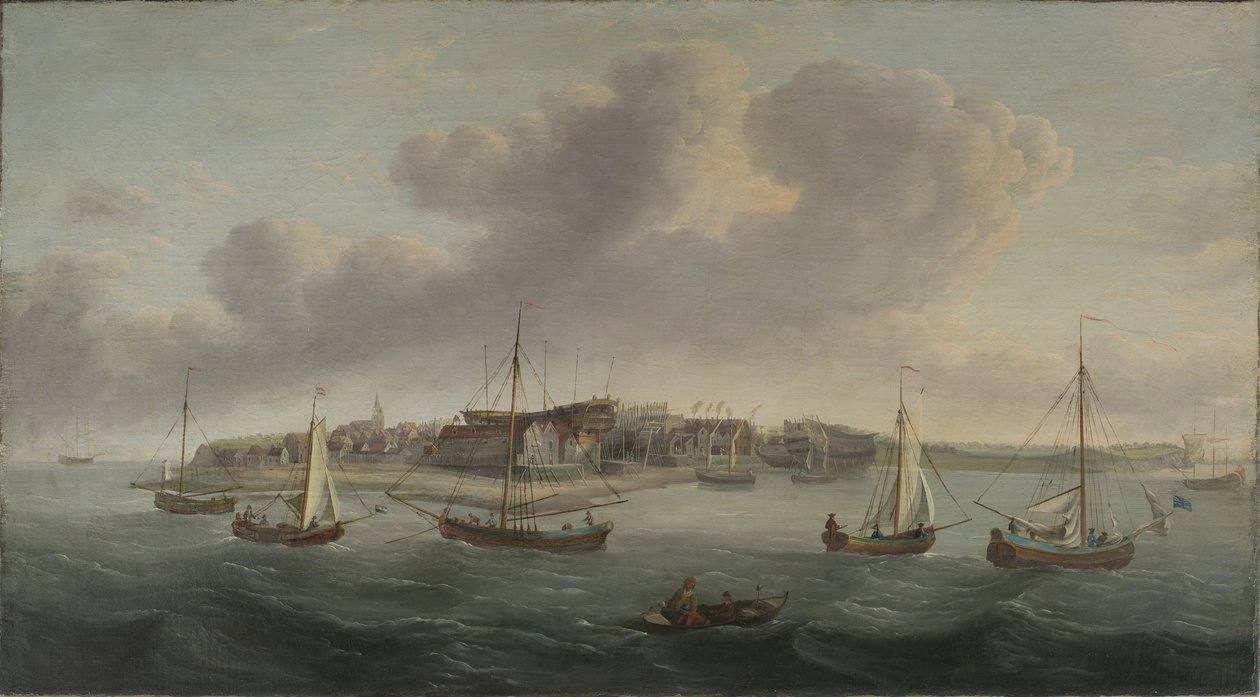 Utsikt över en hamn, 1760 av American School