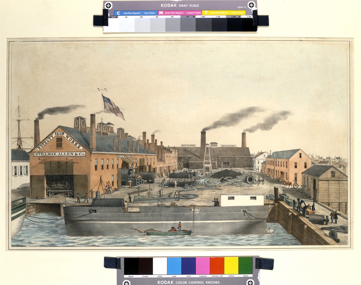 Utsikt över Stillman & Allen Novelty Iron Works av American School