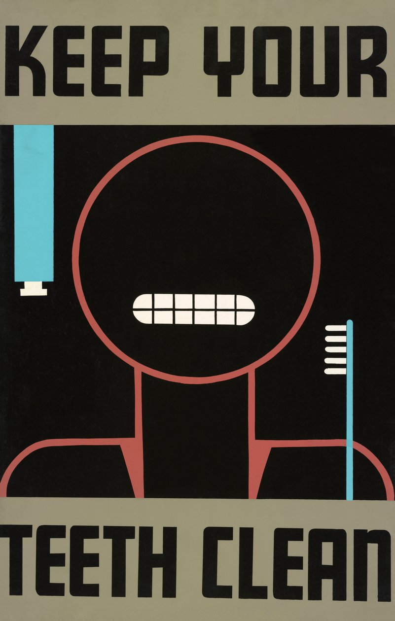 Vintage "Keep Your Teeth Clean" affisch av American School