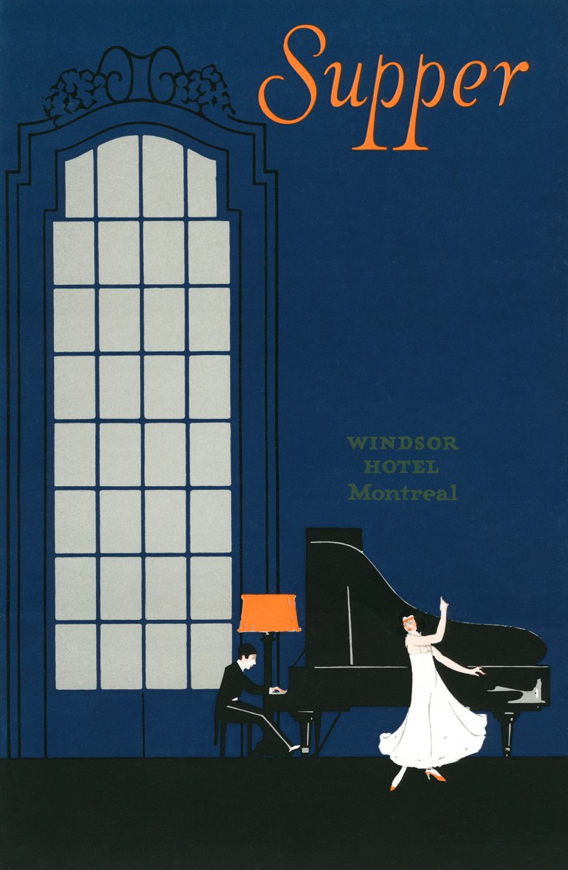 Vintagemeny från Windsor Hotel i Montreal av American School
