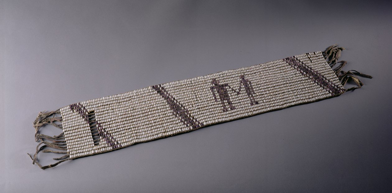 Wampum-bälte, tillverkat av Lenni Lenape Indian people, Pennsylvania av American School