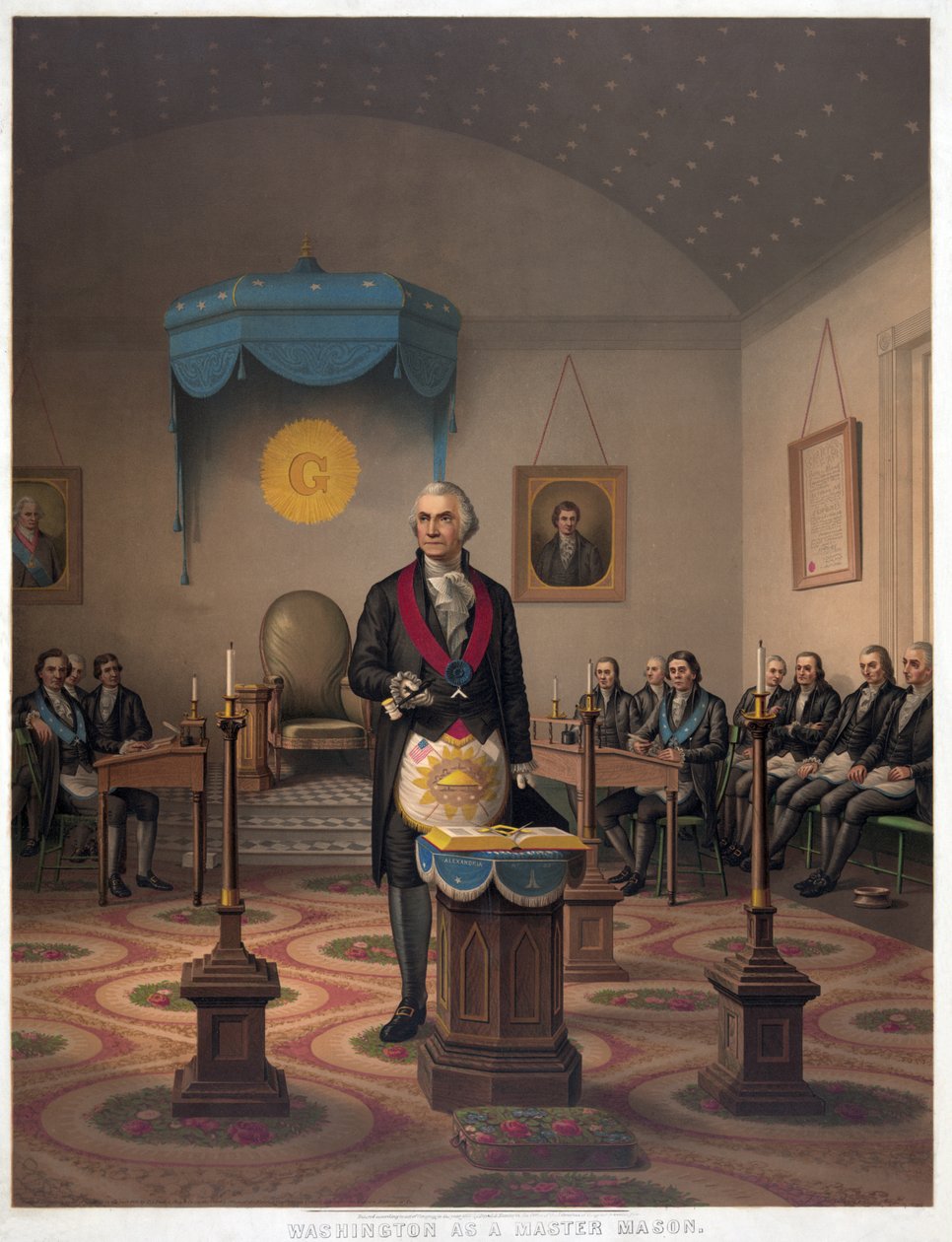 Washington som Mason, pub. 1870 av American School