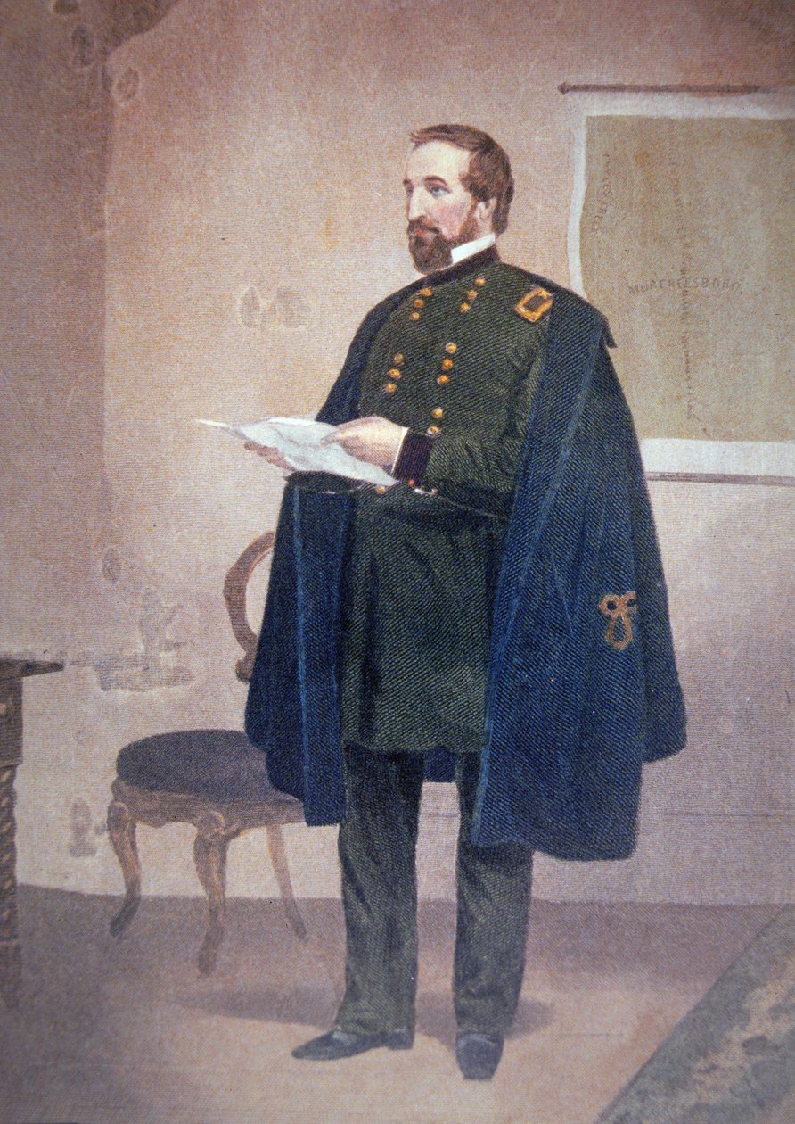 William Starke Rosencrans (1819-98) (lito i färg) av American School