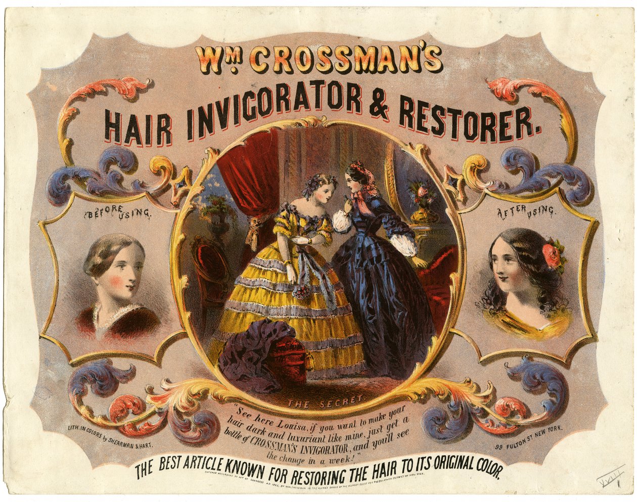 Wm. Crossmans Hair Invigorator and Restorer, 1862 av American School