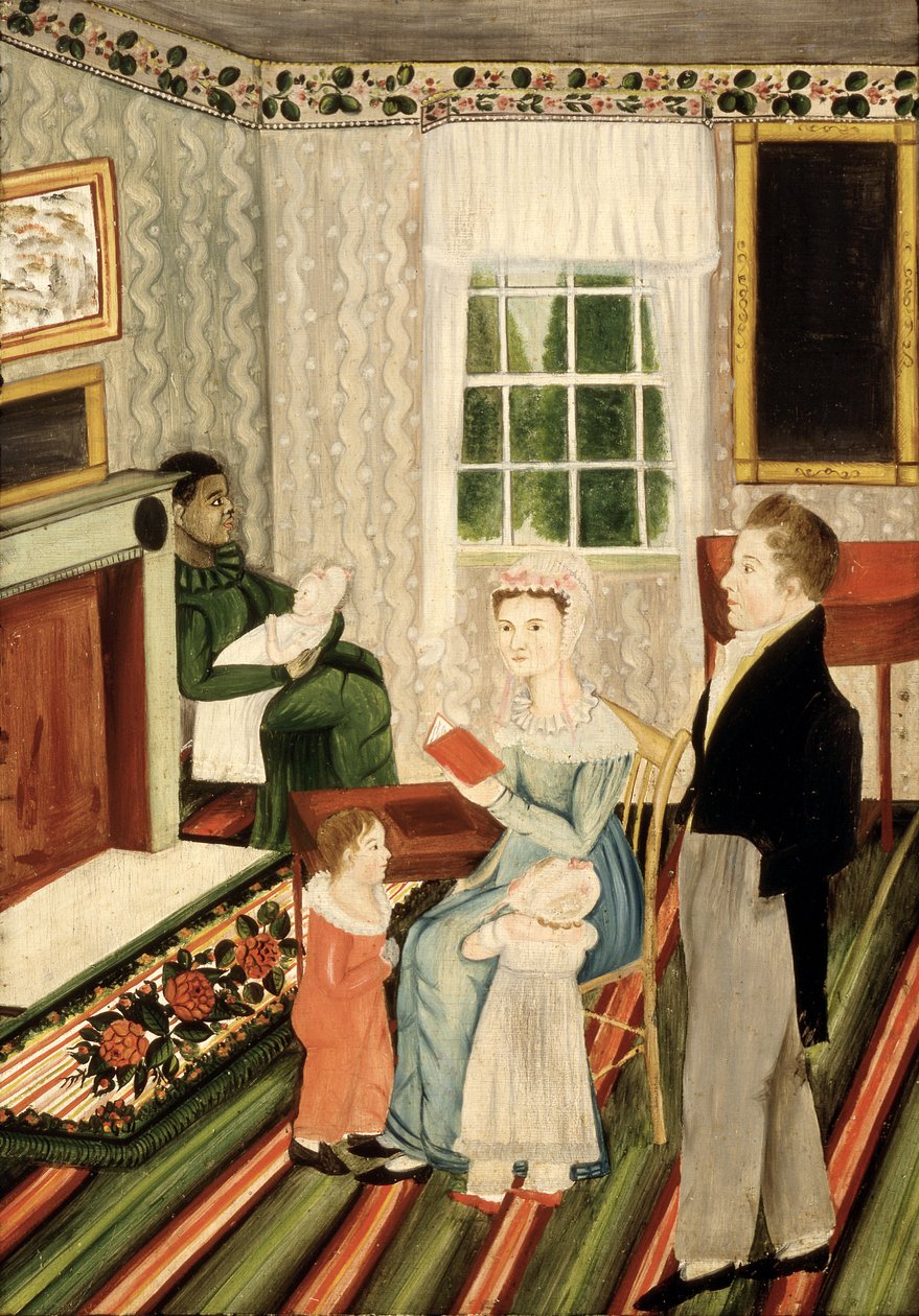 York, Pennsylvania Familj med svart tjänare, ca 1828 (olja på pannå) av American School
